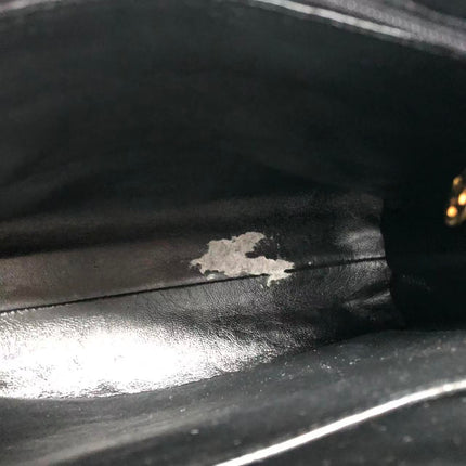 Chanel Vintage Front Pocket Tote Black Quilted Caviar Leather Double Gold Leather Chain