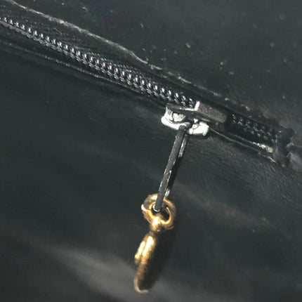 Chanel Vintage Front Pocket Tote Black Quilted Caviar Leather Double Gold Leather Chain