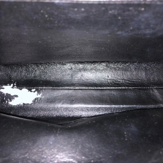 Chanel Vintage Front Pocket Tote Black Quilted Caviar Leather Double Gold Leather Chain