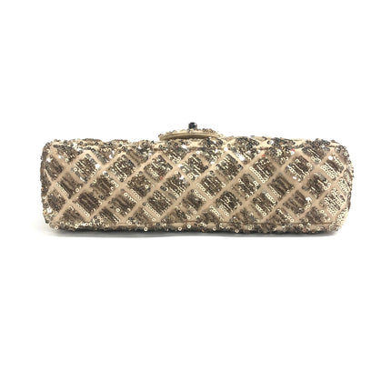 Chanel Glitter Flap Bag Medium Gold Glitter Sequins and Fabric
