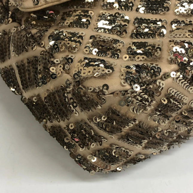 Chanel Glitter Flap Bag Medium Gold Glitter Sequins and Fabric
