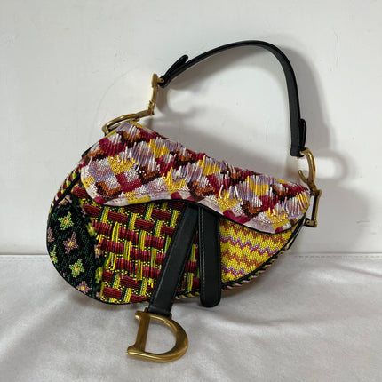 Dior Saddle Mini Multicolor Beaded Tassel Shoulder Bag 2018