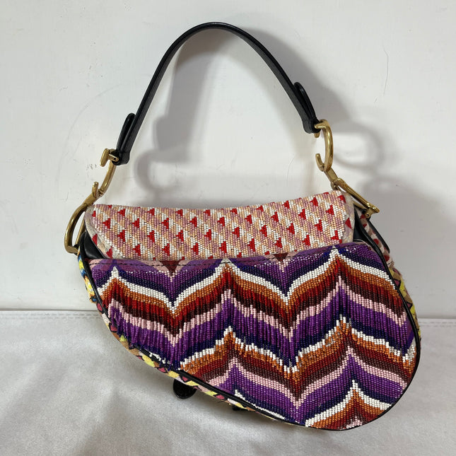 Dior Saddle Mini Multicolor Beaded Tassel Shoulder Bag 2018