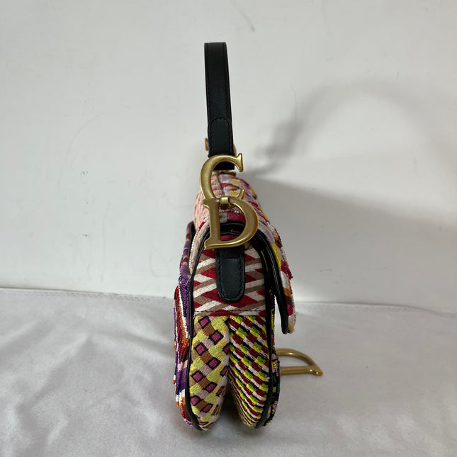 Dior Saddle Mini Multicolor Beaded Tassel Shoulder Bag 2018