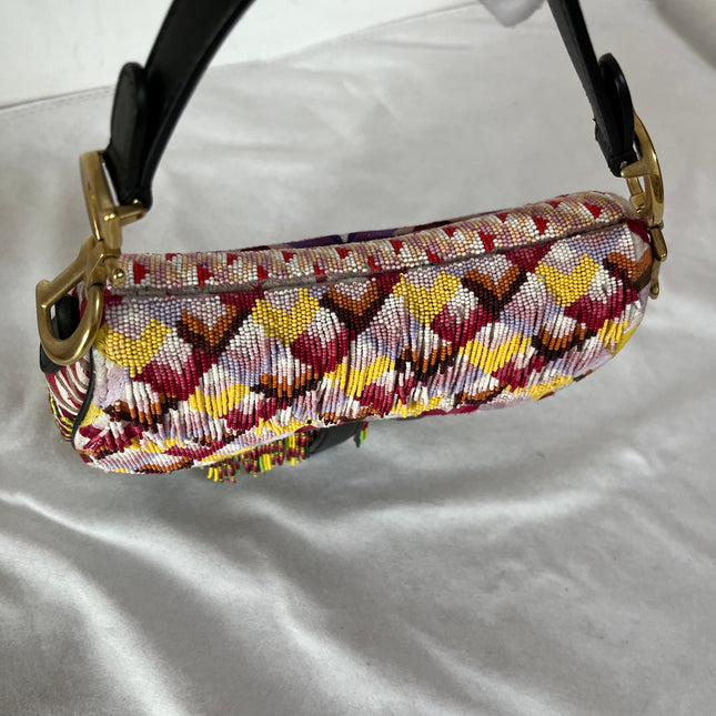 Dior Saddle Mini Multicolor Beaded Tassel Shoulder Bag 2018