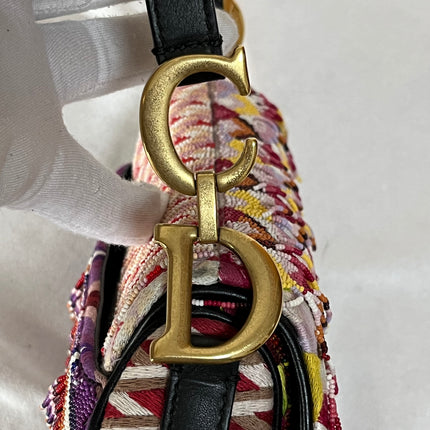 Dior Saddle Mini Multicolor Beaded Tassel Shoulder Bag 2018