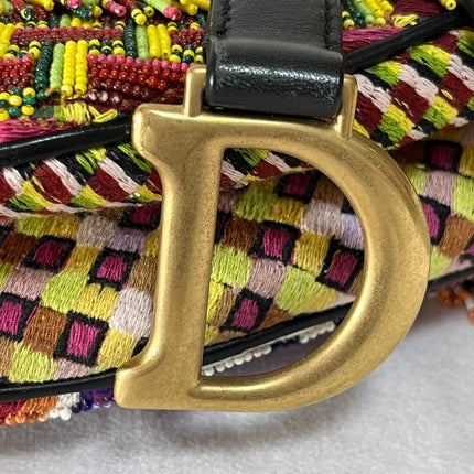Dior Saddle Mini Multicolor Beaded Tassel Shoulder Bag 2018