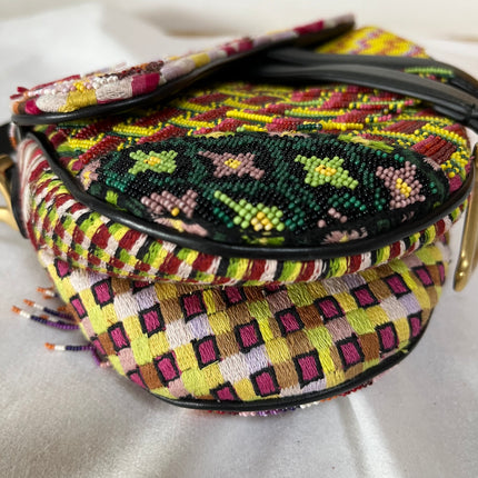 Dior Saddle Mini Multicolor Beaded Tassel Shoulder Bag 2018
