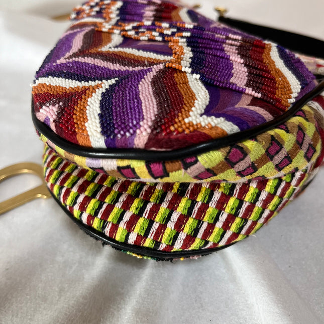 Dior Saddle Mini Multicolor Beaded Tassel Shoulder Bag 2018