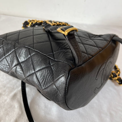 Chanel Vintage 1994-1996 Duma Backpack Black Lambskin Leather Gold Hardware