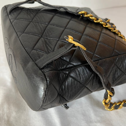 Chanel Vintage 1994-1996 Duma Backpack Black Lambskin Leather Gold Hardware