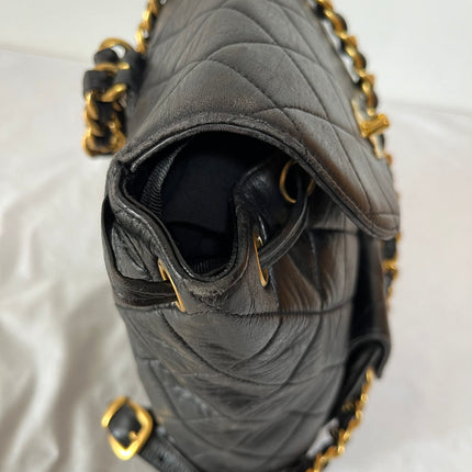 Chanel Vintage 1994-1996 Duma Backpack Black Lambskin Leather Gold Hardware