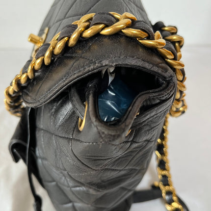 Chanel Vintage 1994-1996 Duma Backpack Black Lambskin Leather Gold Hardware