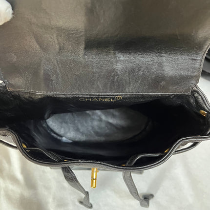 Chanel Vintage 1994-1996 Duma Backpack Black Lambskin Leather Gold Hardware