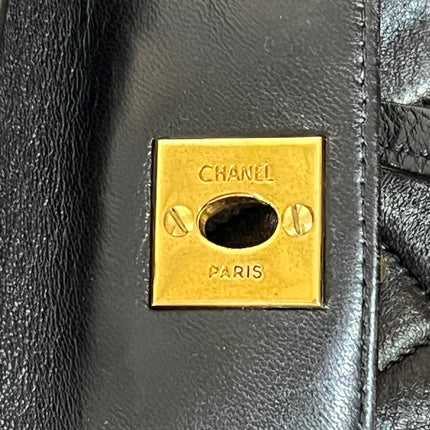 Chanel Vintage 1994-1996 Duma Backpack Black Lambskin Leather Gold Hardware