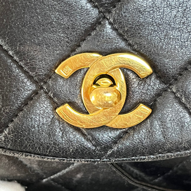 Chanel Vintage 1994-1996 Duma Backpack Black Lambskin Leather Gold Hardware