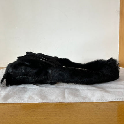 Fendi Black Faux Fur FF Logo Flap Shoulder Bag