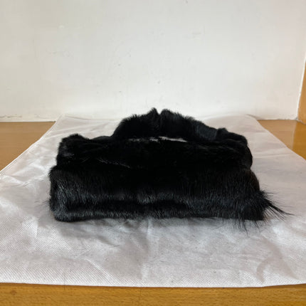 Fendi Black Faux Fur FF Logo Flap Shoulder Bag