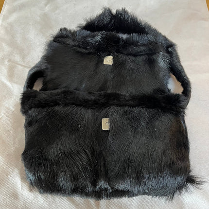 Fendi Black Faux Fur FF Logo Flap Shoulder Bag