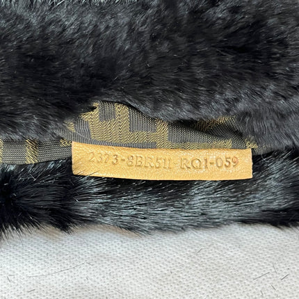 Fendi Black Faux Fur FF Logo Flap Shoulder Bag