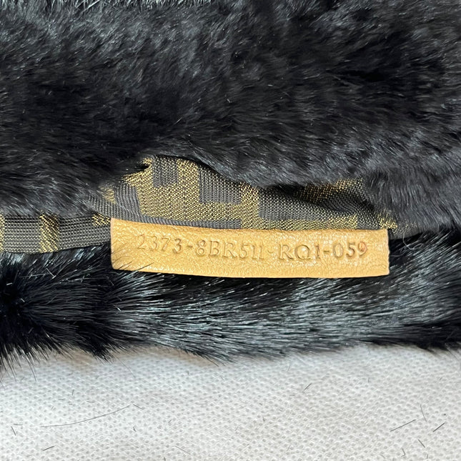 Fendi Black Faux Fur FF Logo Flap Shoulder Bag
