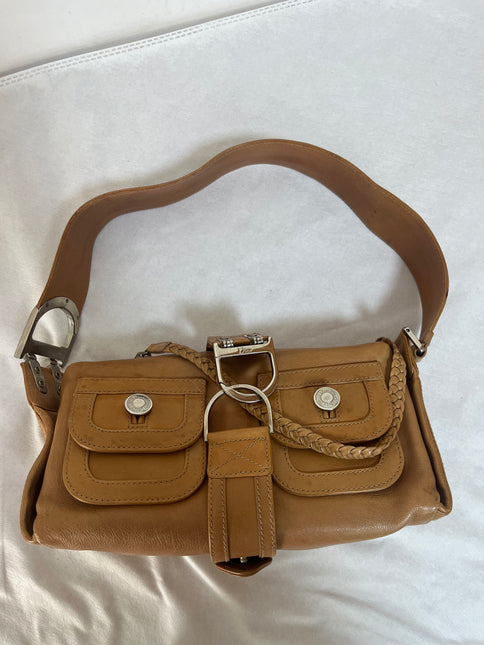 Dior Flight Medium Tan Brown Calfskin Leather Shoulder Bag
