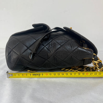 Chanel Vintage 1994-1996 Duma Backpack Black Lambskin Leather Gold Hardware