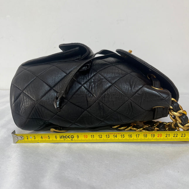 Chanel Vintage 1994-1996 Duma Backpack Black Lambskin Leather Gold Hardware