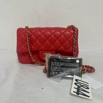 Chanel Classic Flap Mini 2019 Red Lambskin Leather Gold Hardware