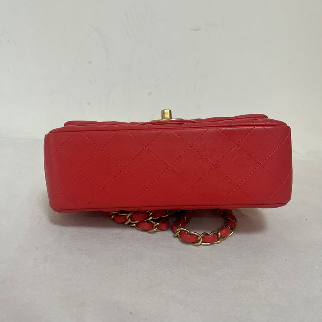 Chanel Classic Flap Mini 2019 Red Lambskin Leather Gold Hardware