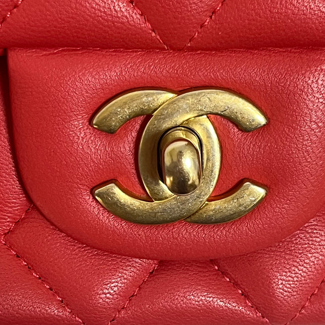 Chanel Classic Flap Mini 2019 Red Lambskin Leather Gold Hardware