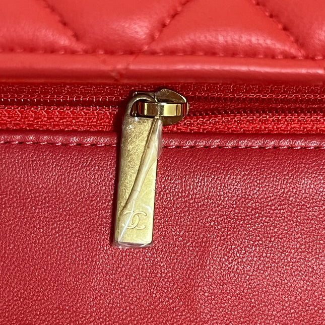 Chanel Classic Flap Mini 2019 Red Lambskin Leather Gold Hardware