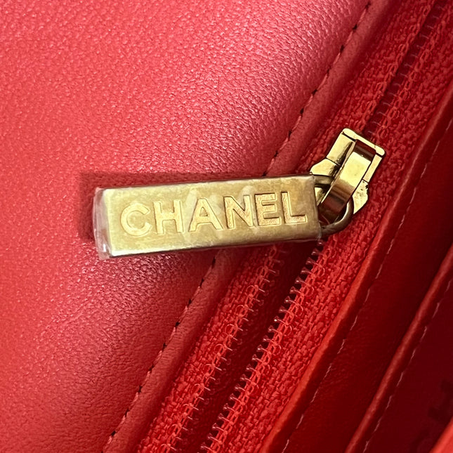 Chanel Classic Flap Mini 2019 Red Lambskin Leather Gold Hardware