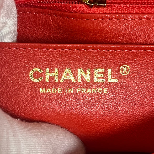 Chanel Classic Flap Mini 2019 Red Lambskin Leather Gold Hardware