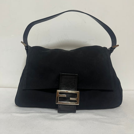 Fendi Mamma Baguette Vintage Black Cloth Silver Hardware Shoulder Bag-Luxbags