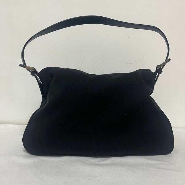 Fendi Mamma Baguette Vintage Black Cloth Silver Hardware Shoulder Bag