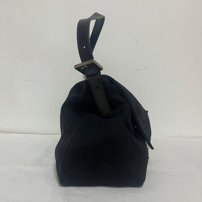 Fendi Mamma Baguette Vintage Black Cloth Silver Hardware Shoulder Bag