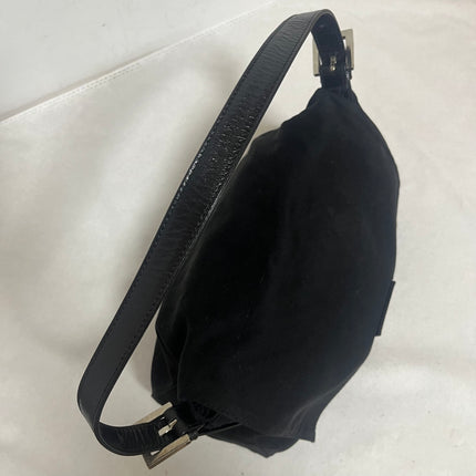 Fendi Mamma Baguette Vintage Black Cloth Silver Hardware Shoulder Bag