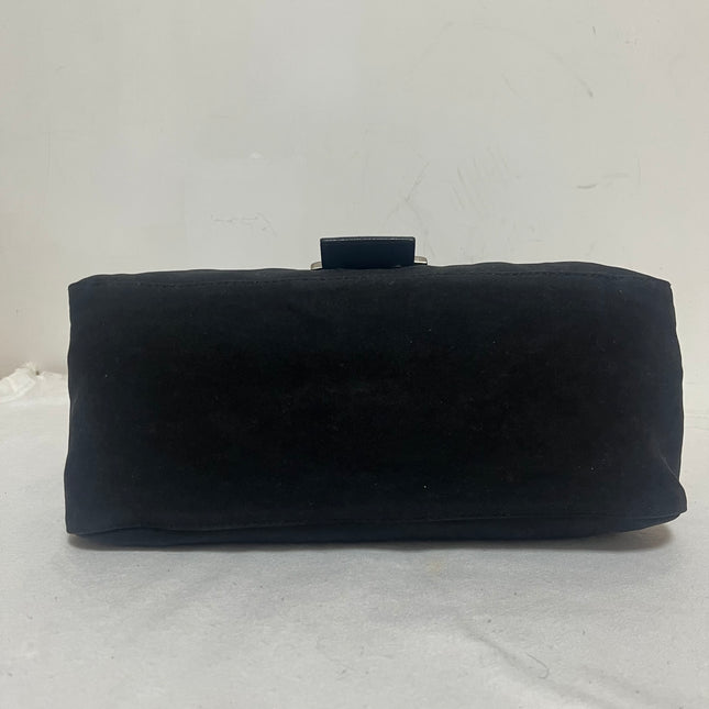 Fendi Mamma Baguette Vintage Black Cloth Silver Hardware Shoulder Bag