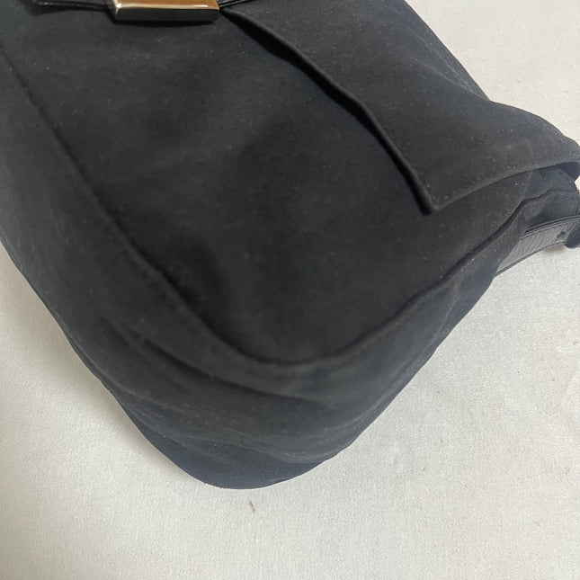 Fendi Mamma Baguette Vintage Black Cloth Silver Hardware Shoulder Bag