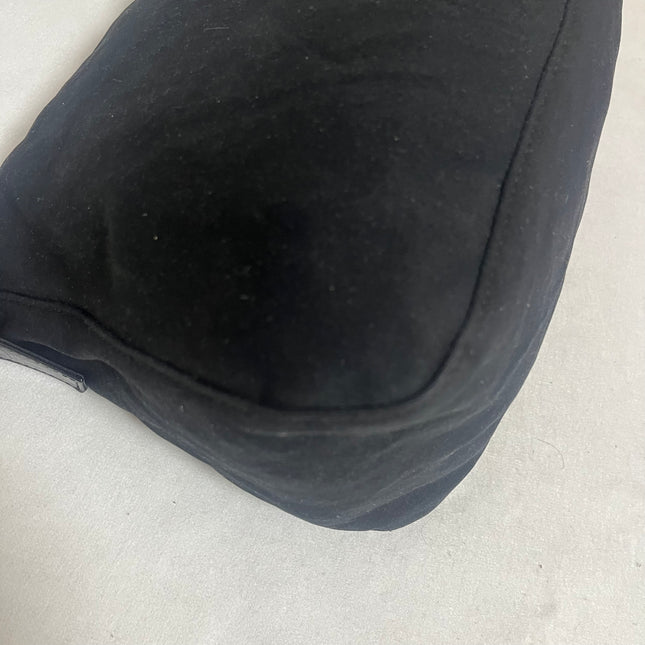 Fendi Mamma Baguette Vintage Black Cloth Silver Hardware Shoulder Bag