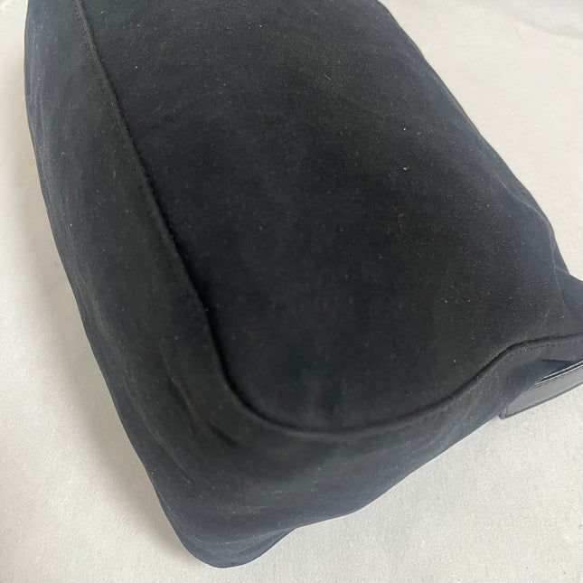 Fendi Mamma Baguette Vintage Black Cloth Silver Hardware Shoulder Bag