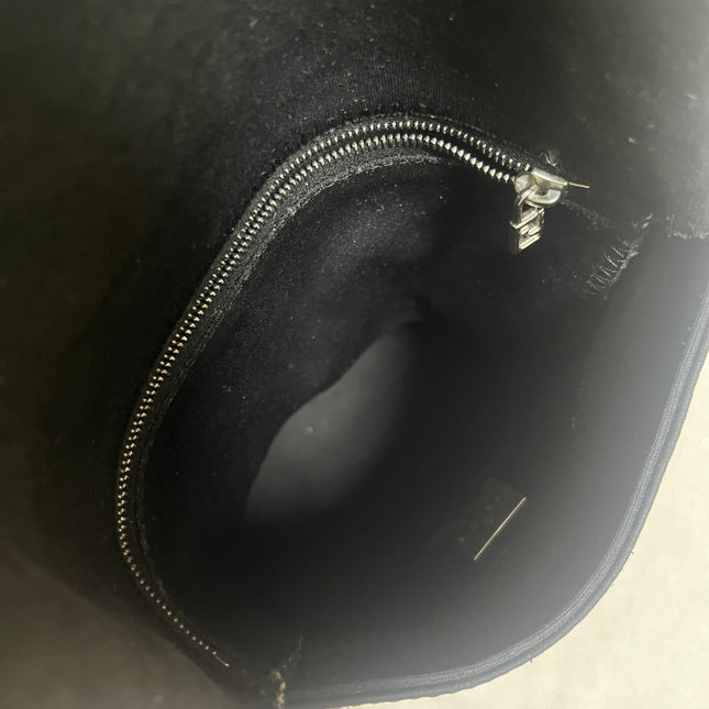 Fendi Mamma Baguette Vintage Black Cloth Silver Hardware Shoulder Bag