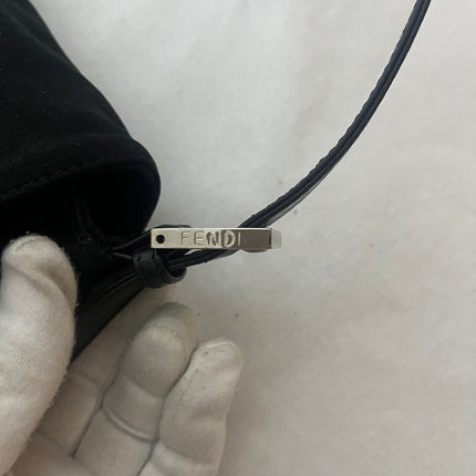 Fendi Mamma Baguette Vintage Black Cloth Silver Hardware Shoulder Bag