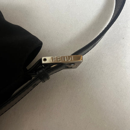 Fendi Mamma Baguette Vintage Black Cloth Silver Hardware Shoulder Bag