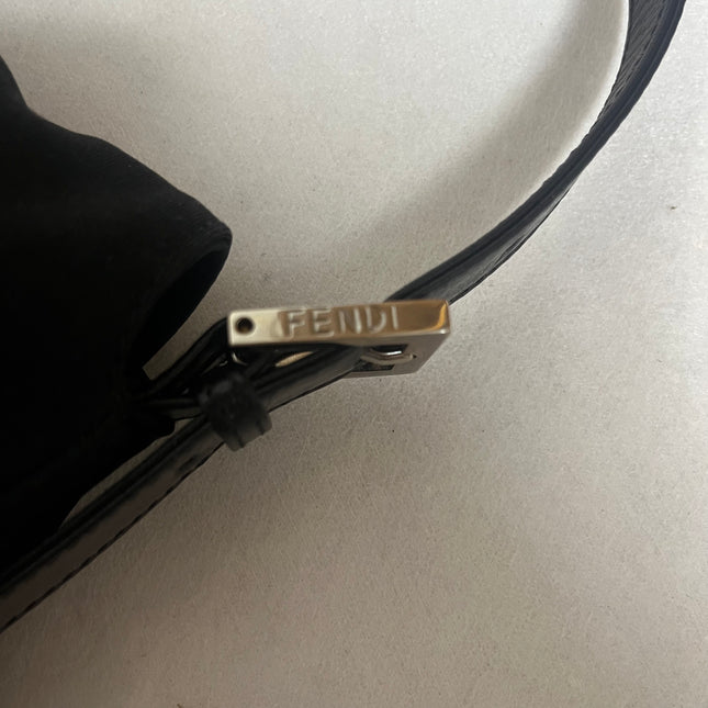 Fendi Mamma Baguette Vintage Black Cloth Silver Hardware Shoulder Bag