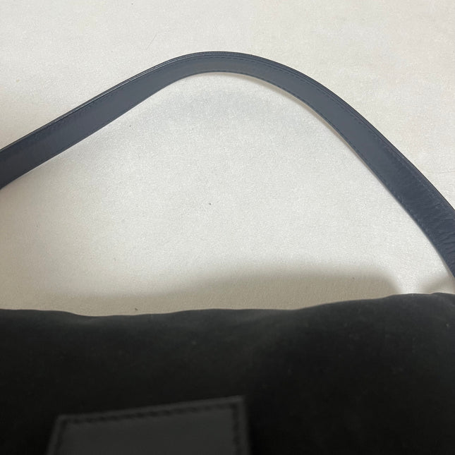 Fendi Mamma Baguette Vintage Black Cloth Silver Hardware Shoulder Bag