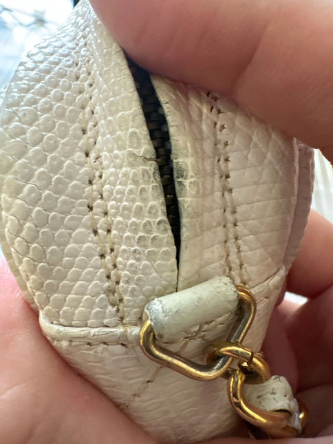 Chanel Vintage Camera Bag White Lizard-skin Leather 1986-1988