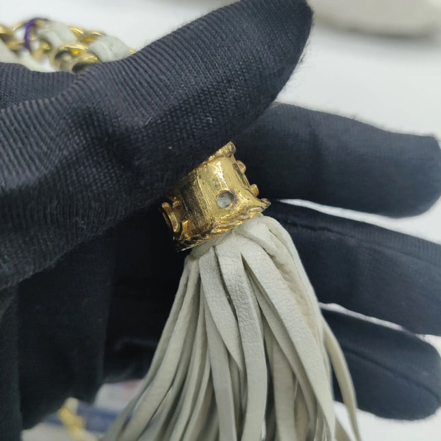 Chanel Vintage Camera Bag White Lizard-skin Leather 1986-1988