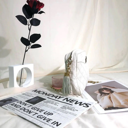 Chanel Vintage Camera Bag White Lizard-skin Leather 1986-1988